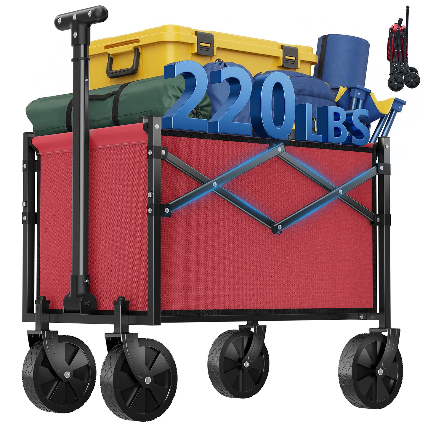 Foldable Trolley, Equipped With Wheels, With A Load Capacity Of 220 Pounds, A Sturdy And Durable Mini Foldable Portable Van With Adjustable Handles