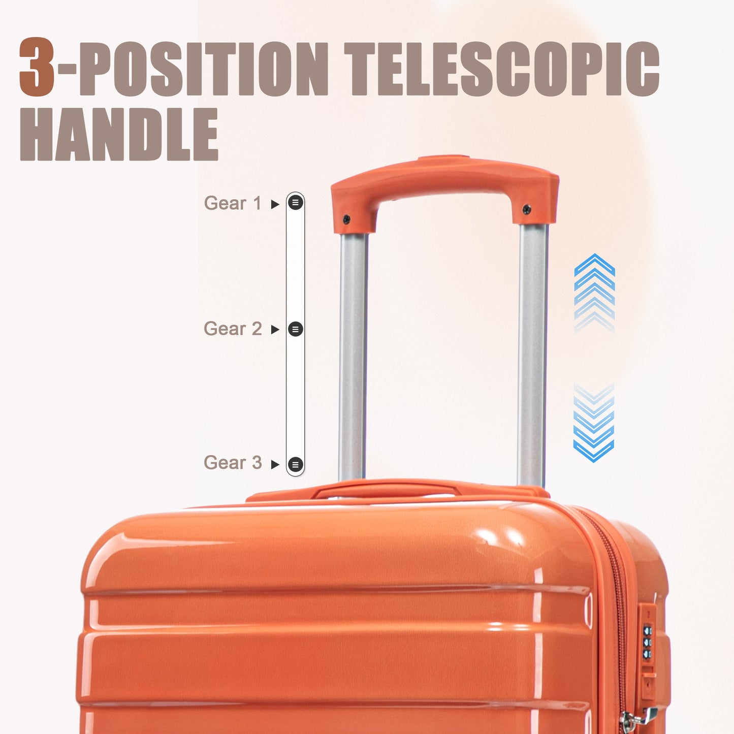 14-20  2 Pcs-set In PC Spinner Wheel Luggage, Carry On Suitcase, With Gradient Color And Combination Lock  Blue Red