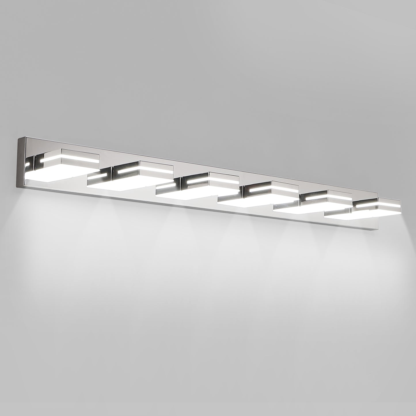 Modern Chrome LED Vanity Light, 6-Lights Wall Sconce For Bathroom And Mirror, Sleek Minimalist Design, Energy-Efficient, Easy To Install