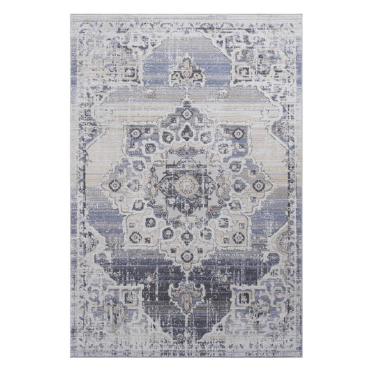 PAYAS 8X10 Cream  Blue  Medallion Area Rug