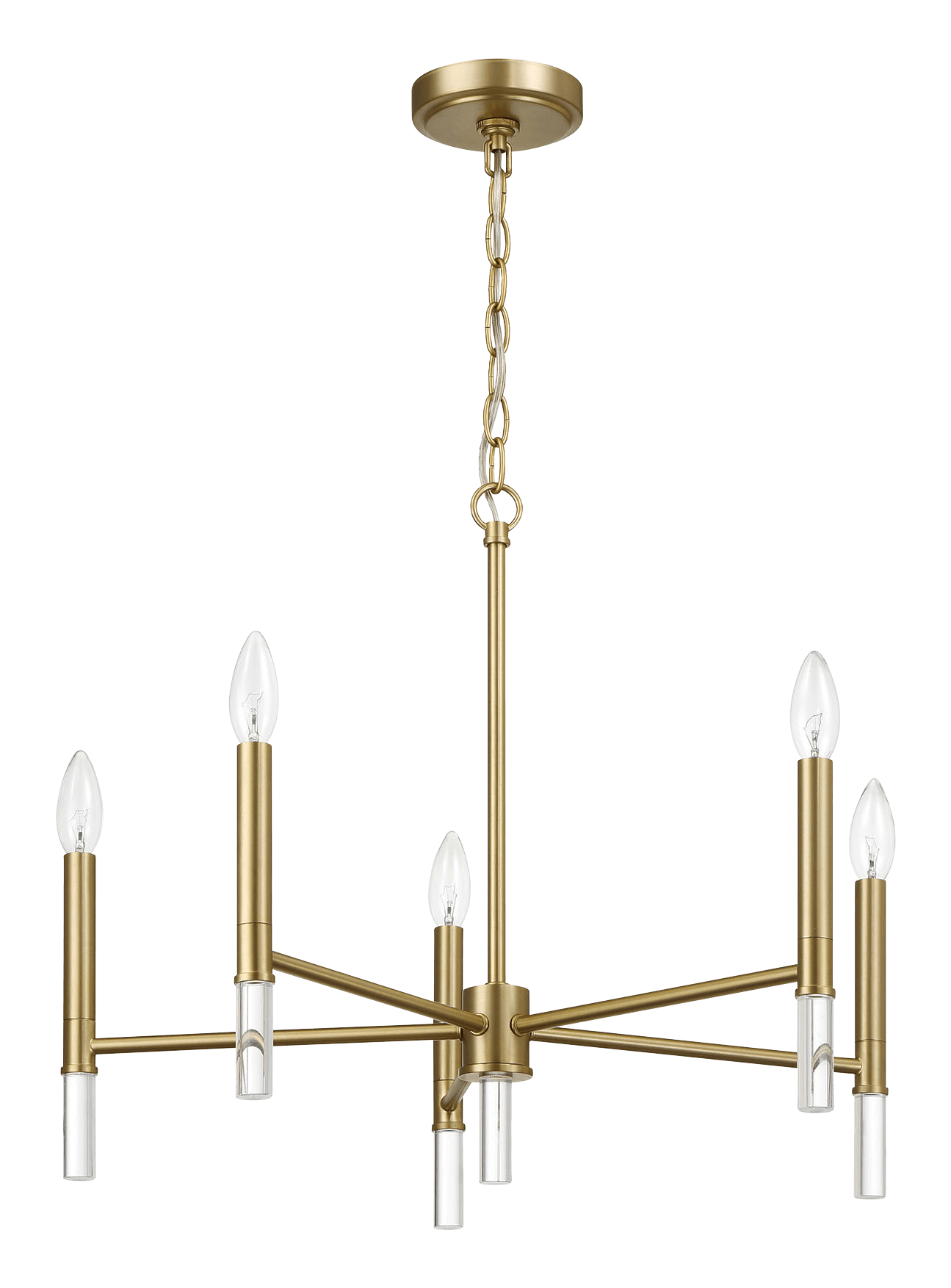 Courtyard Five Light Golden Brass Candle Light Chandelier 24  W X 17.75  H
