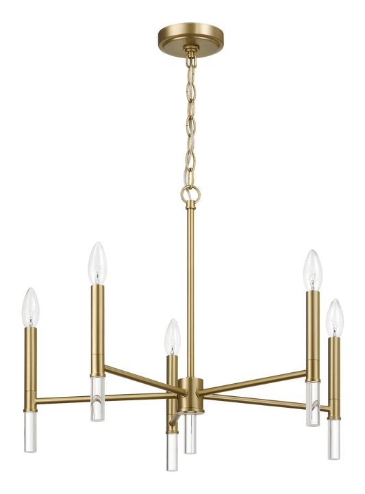 Courtyard Five Light Golden Brass Candle Light Chandelier 24  W X 17.75  H