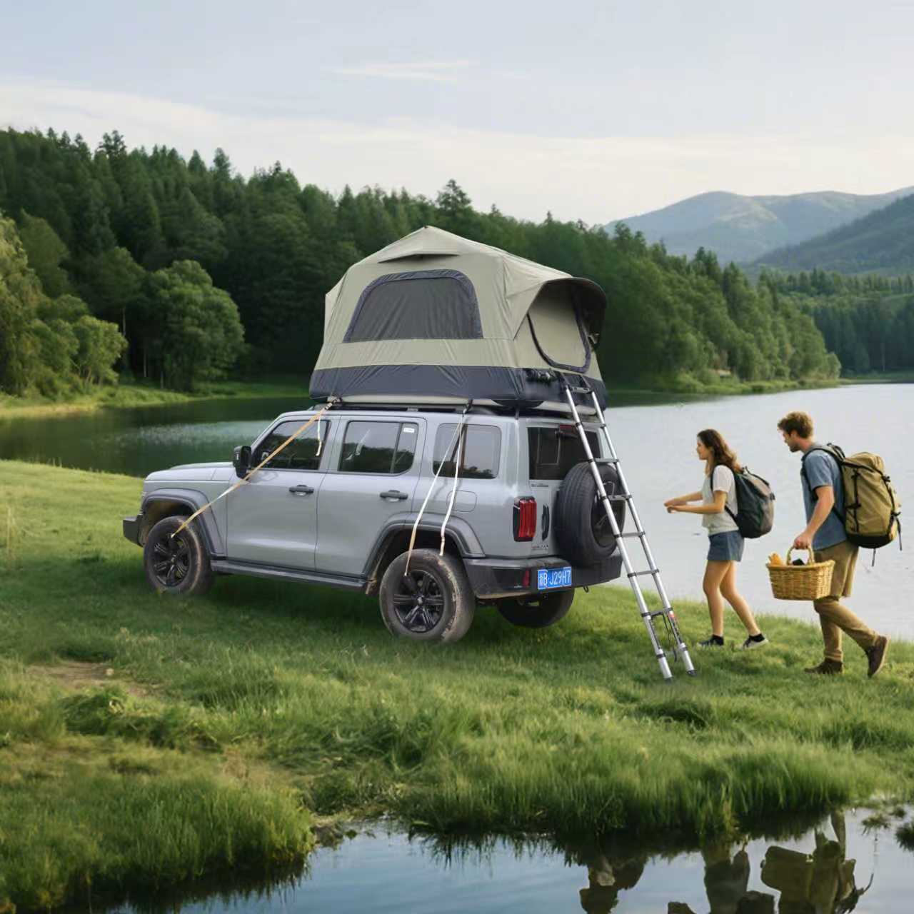 Truck Roof Tent, Car SUV Roof Tent Inflatable,Roof Top Tent Camping For 2 Person,Easy To Set Up
