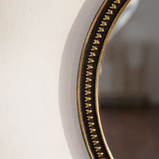 Round Decorative Wall Mirror, Vintage Gold Beaded Frame, For Living Room Bedroom Bathroom Home Decor