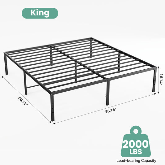 Sturdy And Durable Metal Base Frame, Noiseless Sturdy Steel Crossbars, Under-bed Storage Space, No Need For Box Springs