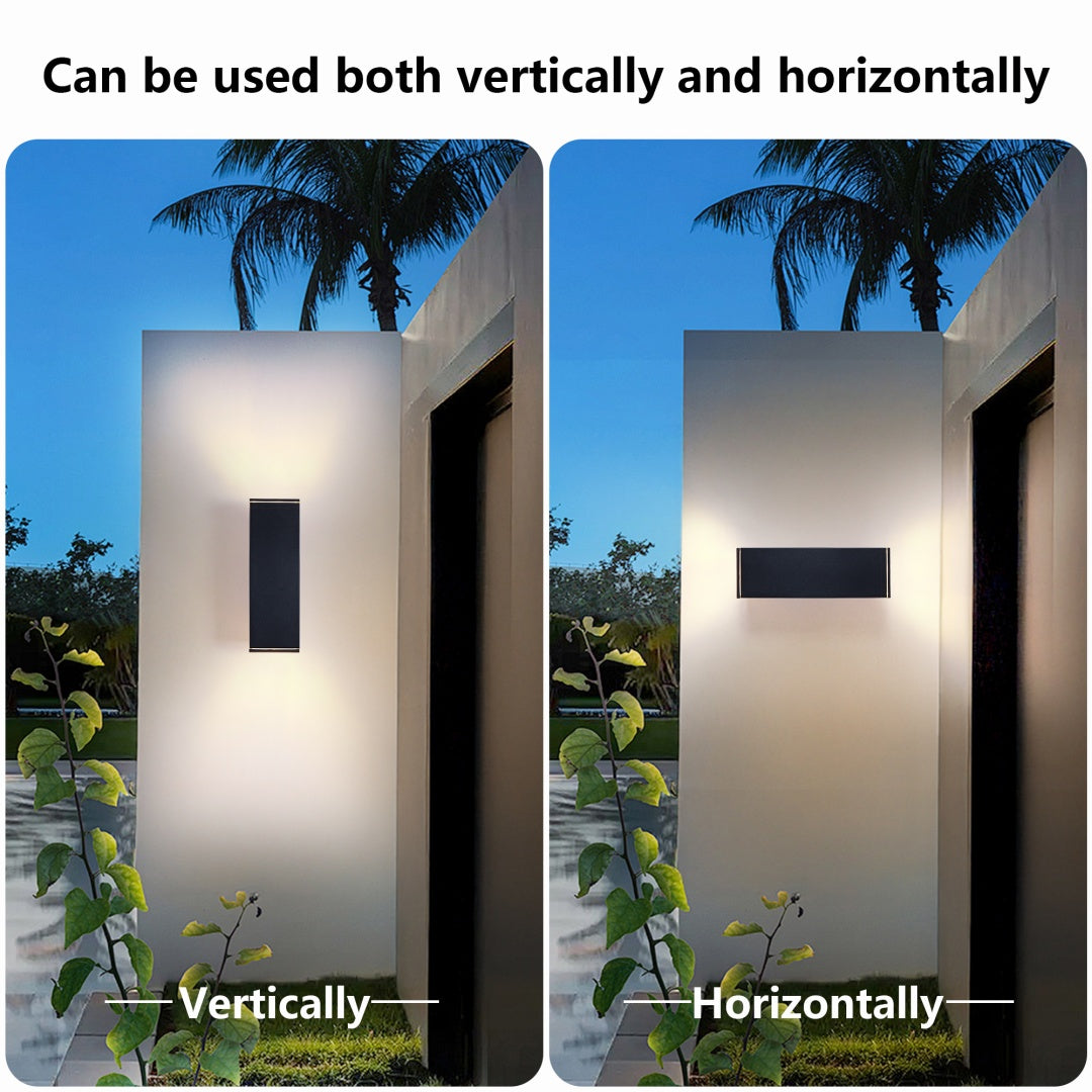 14in Modern Outdoor Porch Light Patio Light In 2 Lights With Aluminum Rectangular Tube And Tempered Glass Cover Waterproof Wall Sconce 2 Pack  Matte Black No Bulb