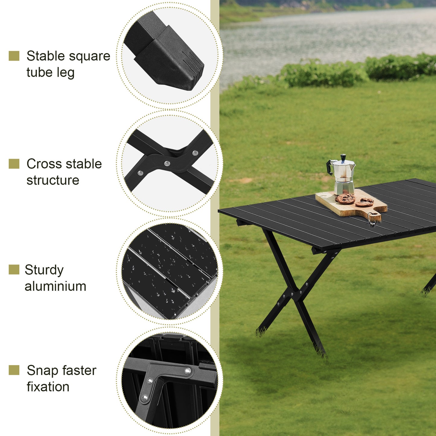 116cm Carbon Steel Camping Table Multifunctional Picnic Table Portable Table Folding Table