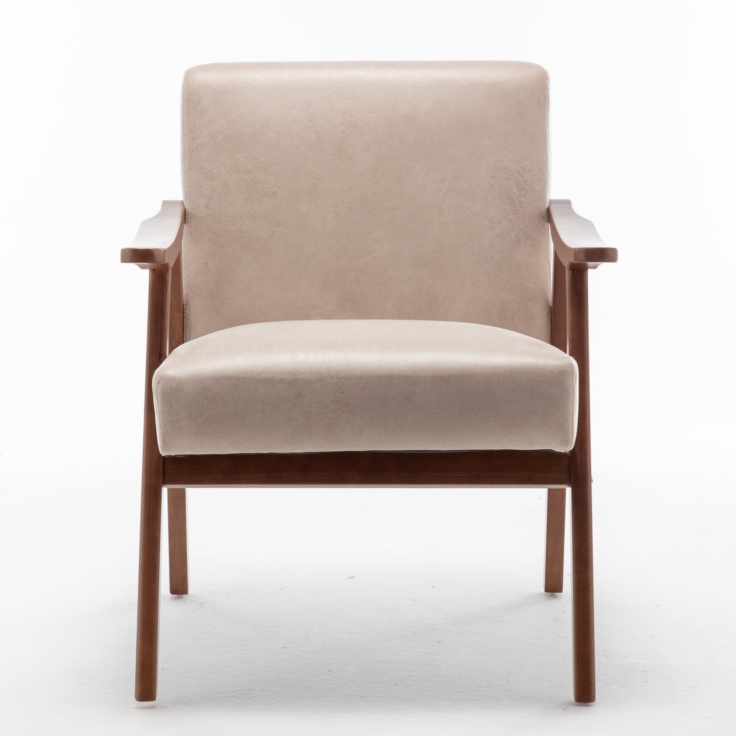 Accent Chair With Microfiber Upholstery And Solid Wood Frame, Classic Mid-Century Modern Living Room Furniture For Extra Seating, Light Camel