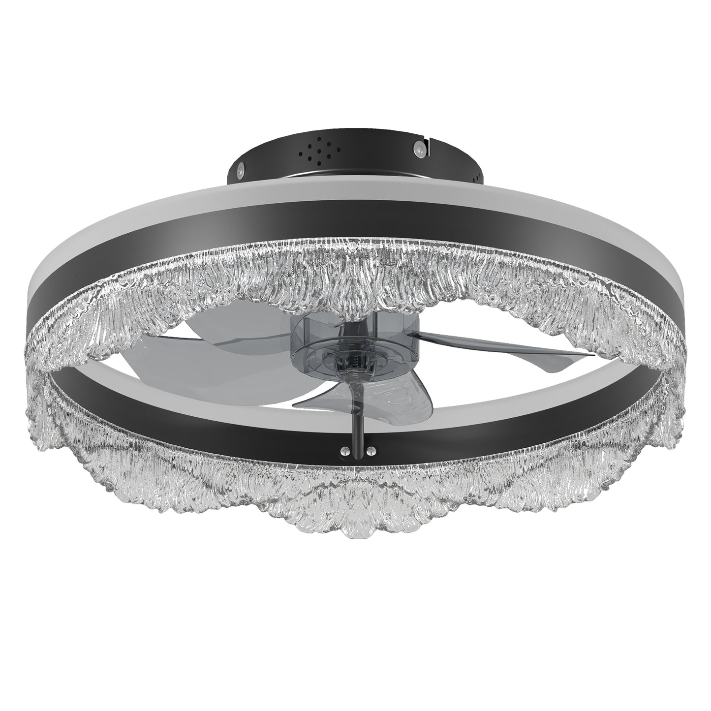 16 Quiet Ceiling Fan With Light  LED Crystal Flush Mount Fan Lamp With Hidden Blades And Natural Airflow, Perfect For Bedroom, Kids Room, Study Room