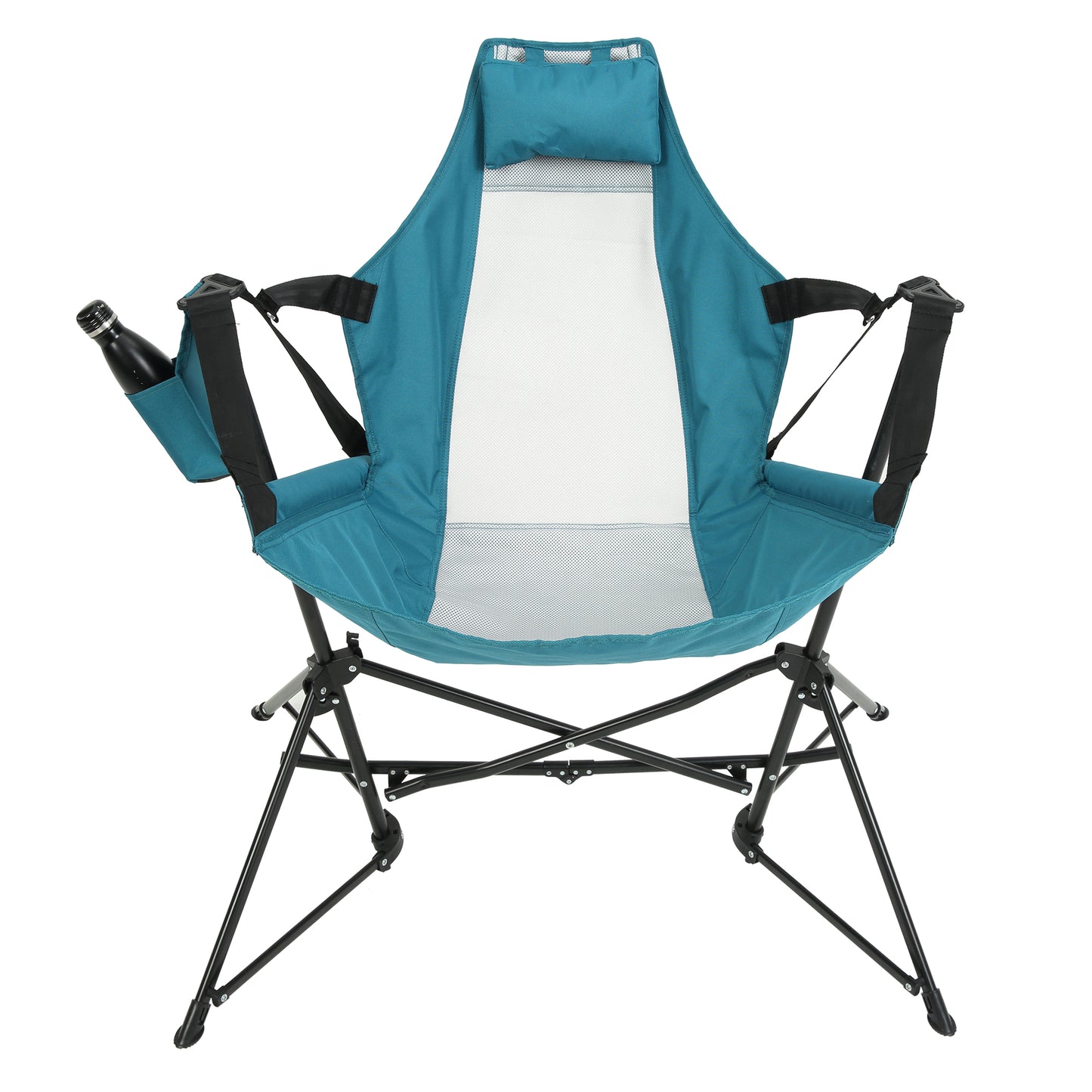 Hammock Camping Chair, Folding Portable Rocking Chair, Aluminum Alloy Adjustable Back Swinging Chair With Pillow Cup Holder, Recliner With Carry Bag For Outdoor Travel Lawn Backyard, Blue  2pcs