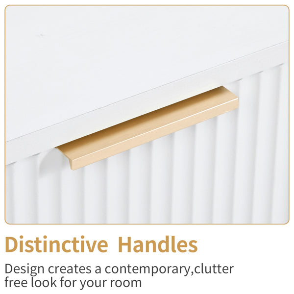 White P2 Density Board, Wavy Surface, 45x40x60cm, Single Piece, Bedside Table, 2 Pieces