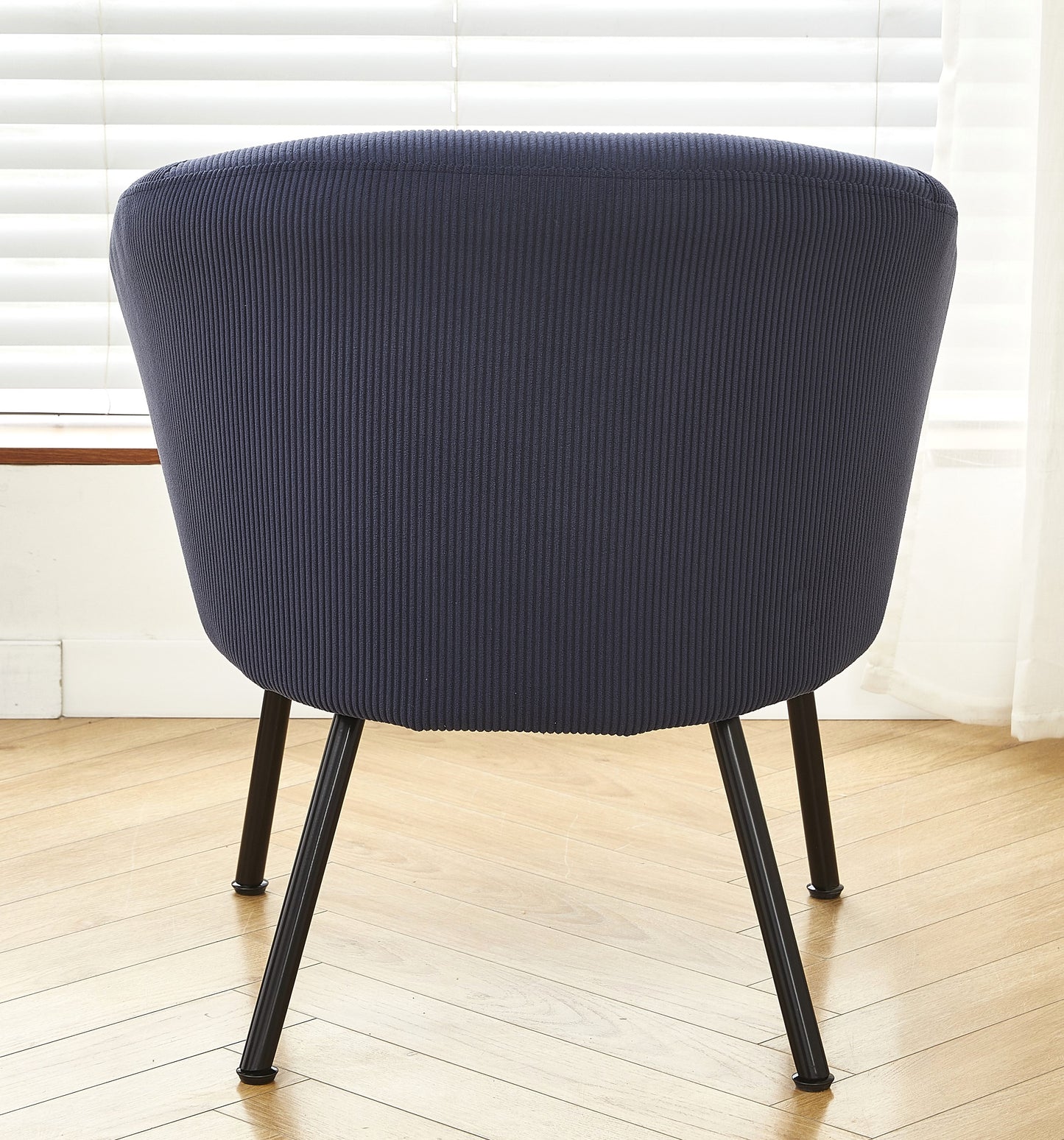 Corduroy Accent Chair With Black Metal Legs, Modern Upholstered Armchair, Comfy Barrel Chair For Living Room Bedroom