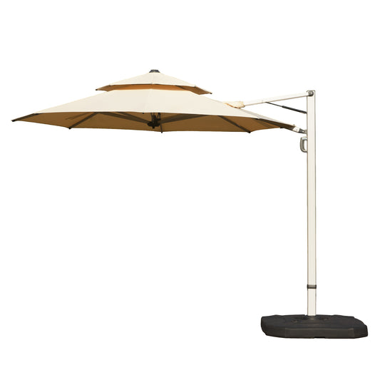 Round Cantilever Umbrella With Center Pole, Beige  Base Not Included