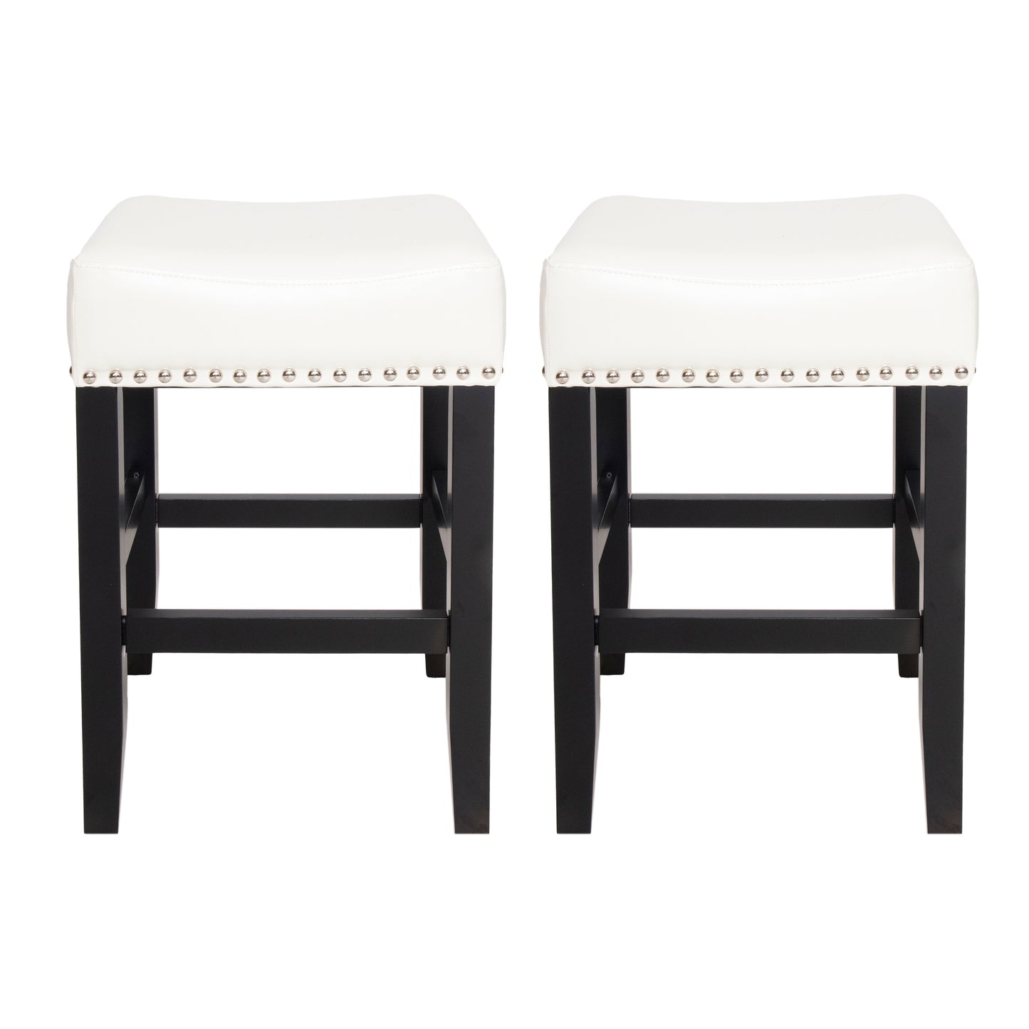 26-inch Backless Ivory Leather Counter Stool  Set Of 2