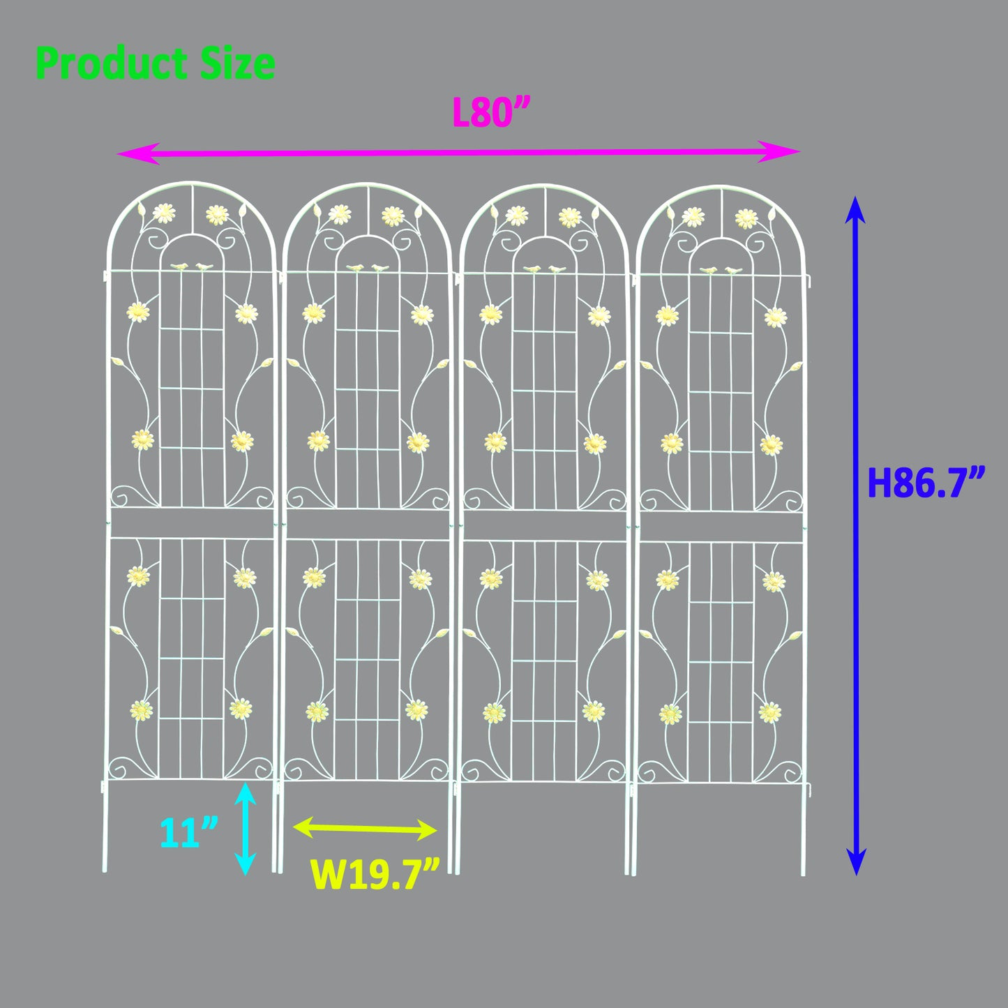 4 Pack Metal Garden Trellis 86.7  X 19.7  Rustproof Trellis For Climbing Plants Outdoor Flower Support Cream White