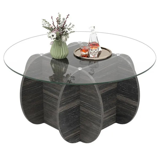 Sturdy Wooden Cocktail Table - Rubber Wood/Plywood/MDF Frame, 220lbs Capacity, Cross-Shaped Base