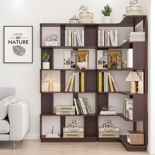 90 Cm Space Saving Corner Bookshelf    80 Cm Bookcase Extendable Free Combination, Set Of 2 Display Shelf, Ox Blood Dark Red Color And Other 4 Colors For Option, Freely Combined And Matched Furniture