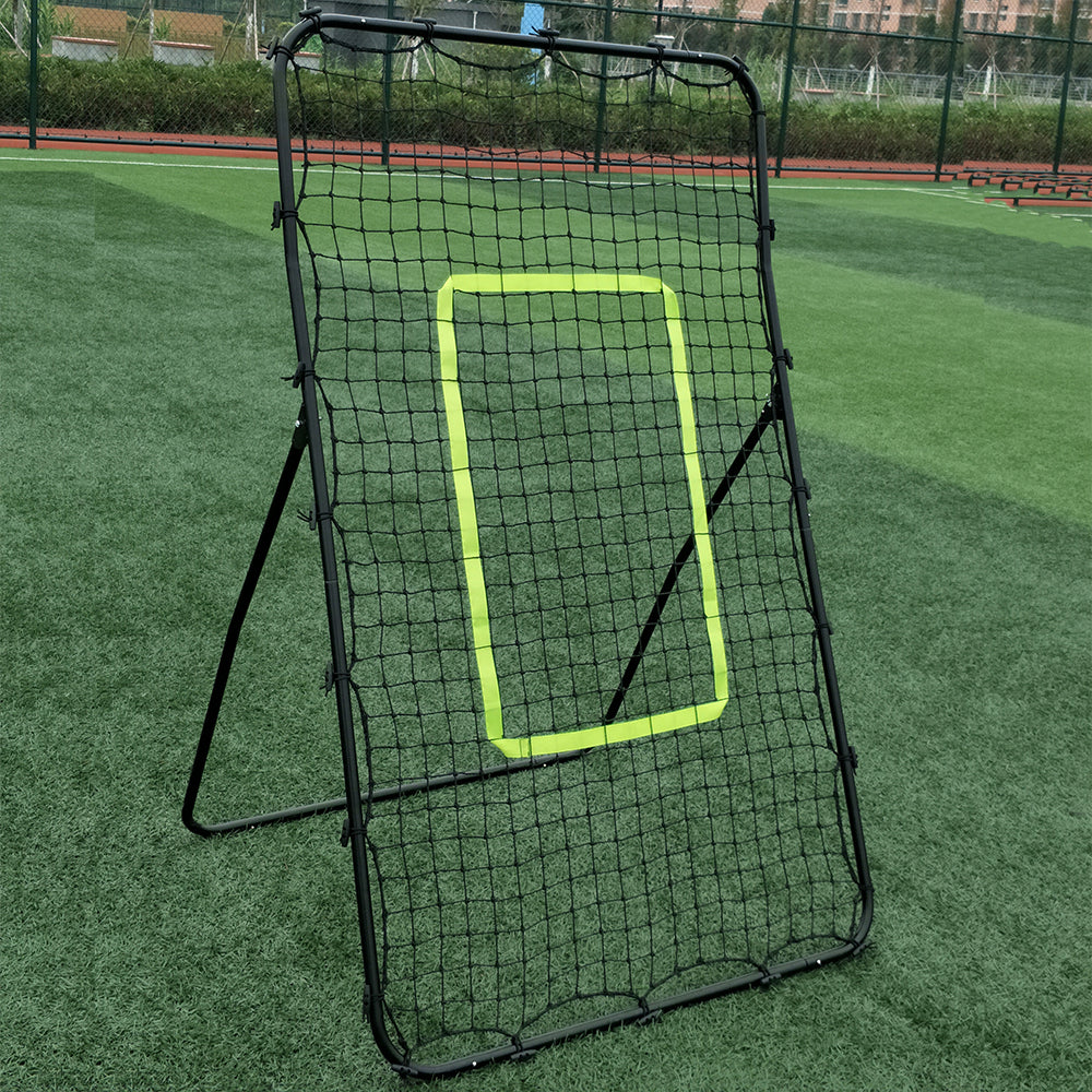 Steel Pipe Rebound Soccer Football Goal Black,Adjustable Rebounder Net,55.12 X 35.43 X 31.50, For Soccer, Football,Lacrosse, Baseball, Tennis