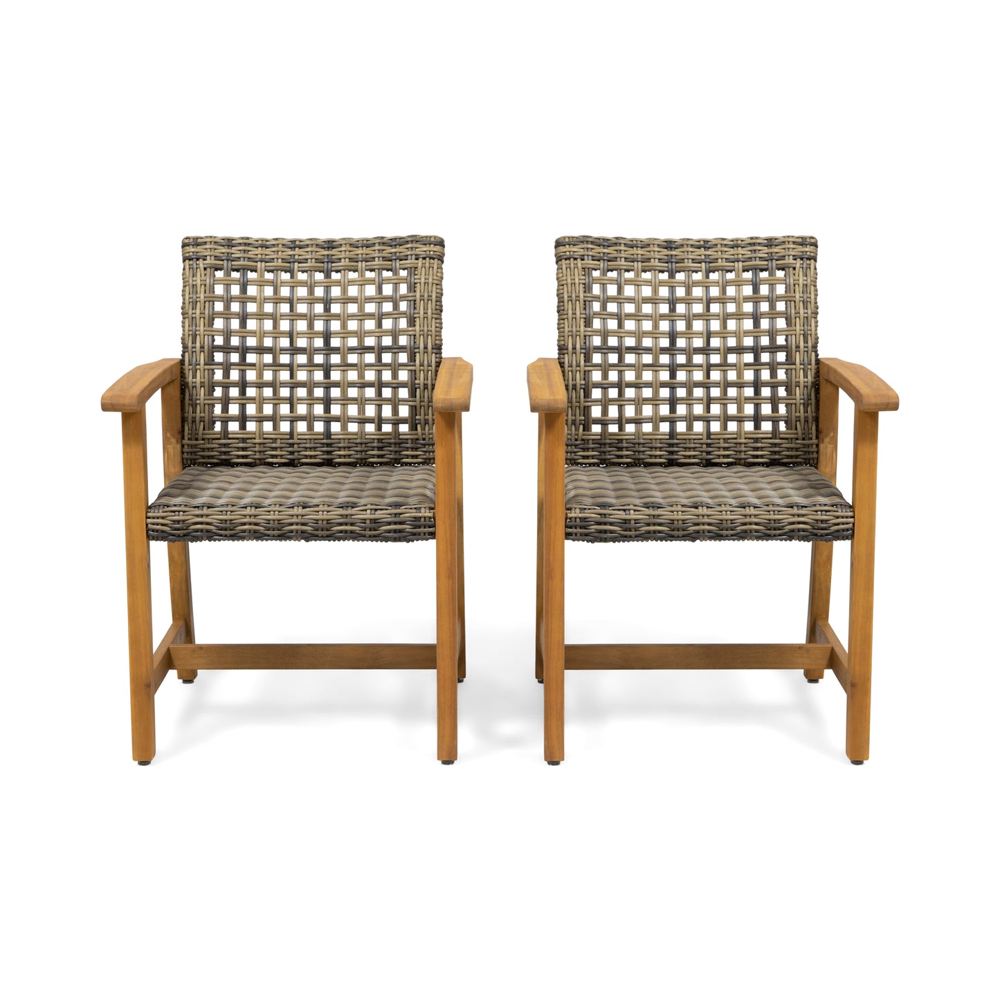 HAMPTON WOOD AND WICKER DINING CHAIR  SET OF 2