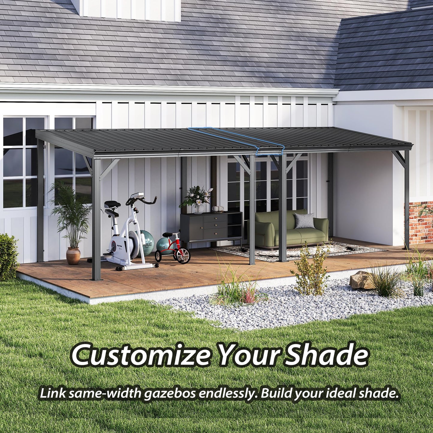 Gazebo Connector Kit - For 8ft Width Wall Mounted Gazebos, Durable Steel Expansion Linker, Rustproof & Easy Assembly For 8  X8   And 8  X10   Lean To Gazebos