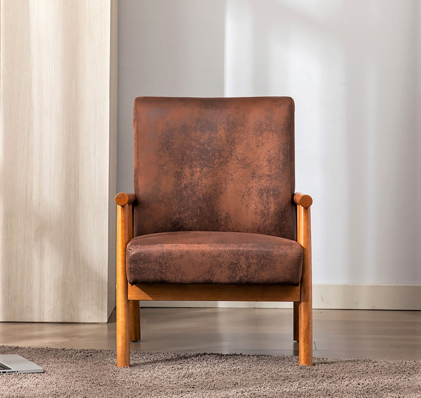 25     Wide Classic Mid-Century Modern Arm Chair, Brown
