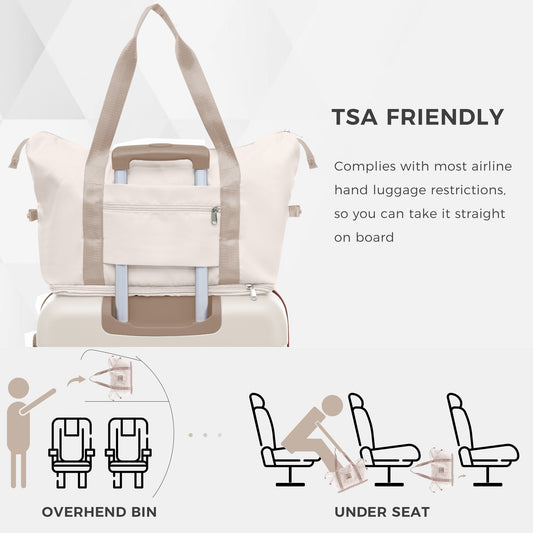 Luggage Sets 4 Piece,  ABS Durable Suitcase With Travel Bag,  Cup Holder, ABS Hard Shell Luggage With Spinner Wheels, White
