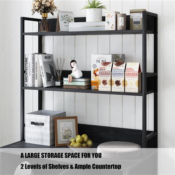 Large Cat Litter Box Enclosure With Shelf Storage, Hidden Cat Washroom Furniture, Wooden Cat House With Scratch Pad, Sturdy Indoor Cat Cabinet With 2 Doors Black