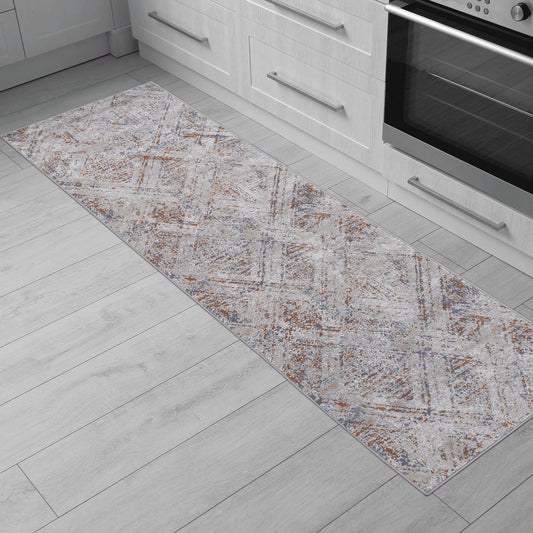 PAYAS 2X8 Beige  Geometric Runner Rug