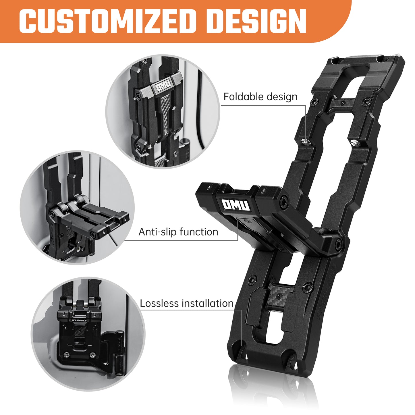 OMU Genesis Series Door Hinge Step Aluminum Door Hinge Step Folding Foot Pedal Side Ladder Compatible With 2007-2017  Wrangler JK,2018-2026  Wrangler JL & 2020-2026  Gladiator