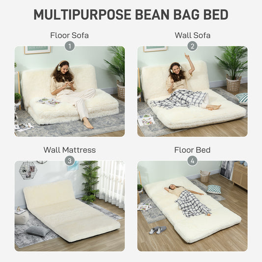 Bean Bag Floor Sofa Bed, Contemporary Plush Wide Folding Floor Mattress