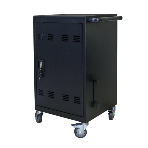 Tablet Laptop 32-bit-Plastic Device Basket Device For Mobile Charging Trolley- Includes Cable Management Dividers, Cable Clips, Storage Compartment, And Removable Doors  Black