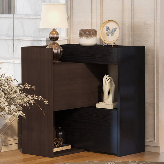 32.5 -58.8 W 40 H Multifuctional Storage Cabinet, Buffet Sideboard Cabinet With Drawer, Corner Cabinet For 44 H Window Decor, Livingroom, Hallway, Entryway, Kitchen & Office  - Black & Walnut