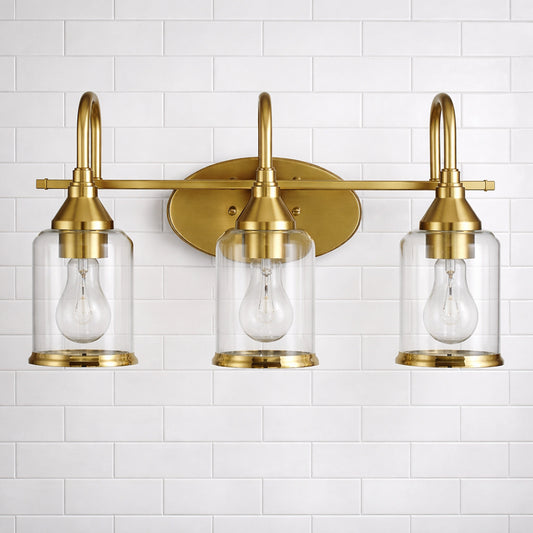 Twilight Brushed Gold Contemporary Vanity Light With Clear Glass,22W X10Hx7.48 E Dining Room Lighting Fixtures Hanging,Dining Light For Bedroom,Foyer,Hall,Kitchen,Living Room And Entryway