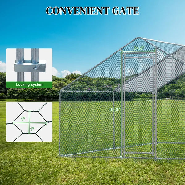 13 X 10 Ft Large Metal Chicken Coop, Walk-in Poultry Cage Chicken Hen Run House With Waterproof Cover, Rabbits Cats Dogs Farm Pen For Outdoor Back-yard Farm Garden