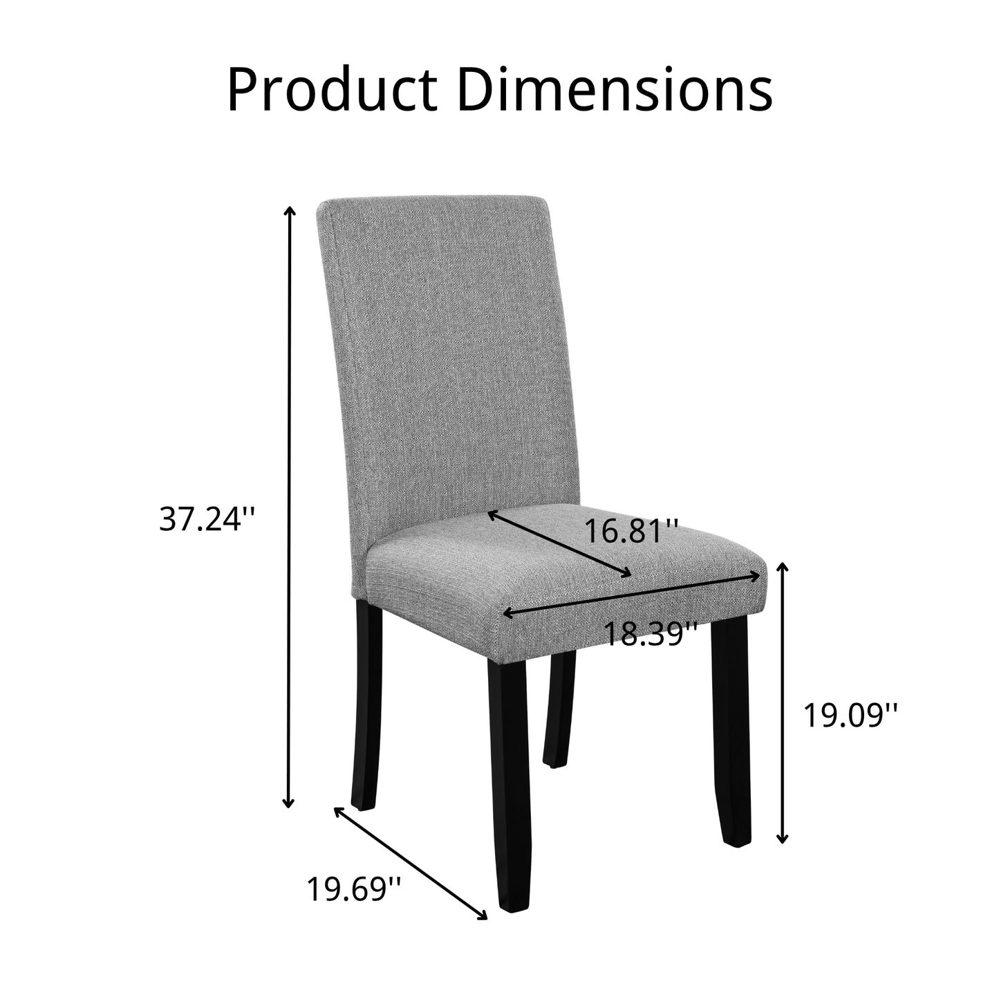 Modern Dining Room Chairs Set Of 4, Accent Diner Chairs Upholstered Fabric Side Stylish Kitchen Chairs With Solid Wood Legs And Padded Seat - Gray