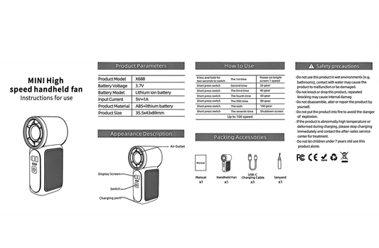 Mini Mini Fan White Li-On Rechargeable