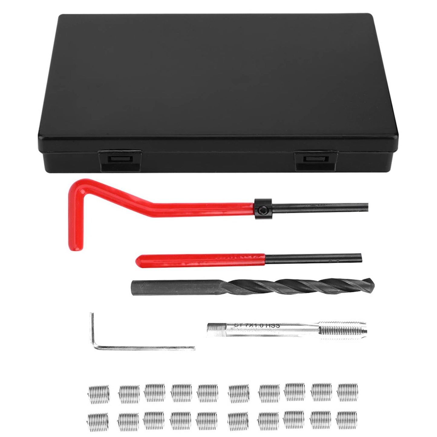 25Pcs Thread Repair Kit Stainless Steel Twisted Drill Wrench Threaded Insert Tap Insertion Tool M7x1