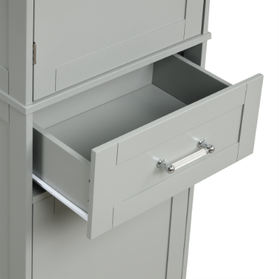Tall Bathroom Storage Cabinet, Freestanding Storage Cabinet With Two Different Size Drawers And Adjustable Shelf, MDF Board With Painted Finish, Grey