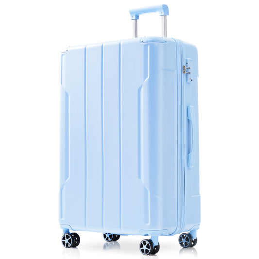Hardshell Luggage, Lightweight Durable ABS Suitcases With Double Wheels, Expandable 28-inch Checked Luggage 28   Skyblue