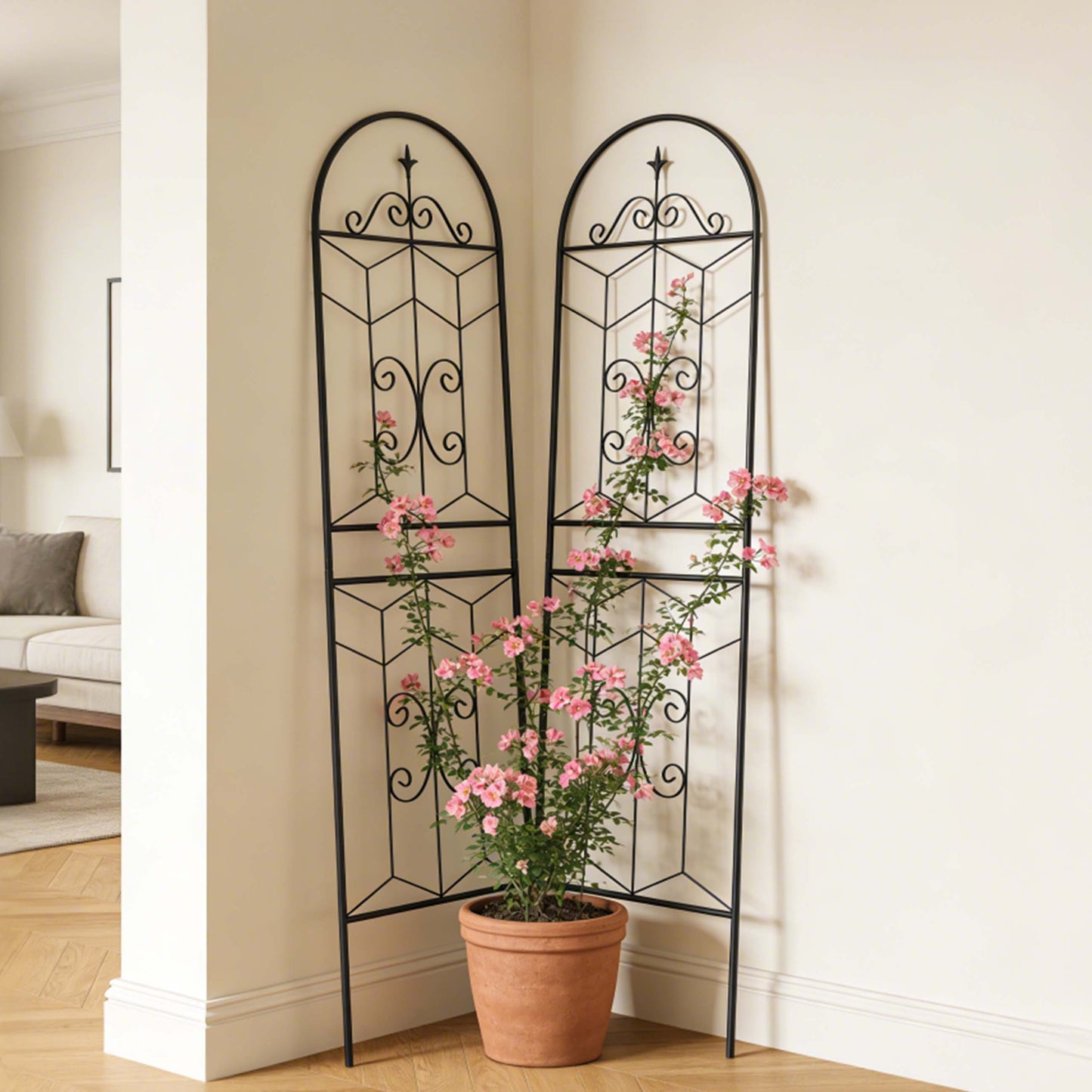 2 Pack Metal Garden Trellis 71  X 19.7  Rustproof Trellis For Climbing Plants Outdoor Flower Support Black