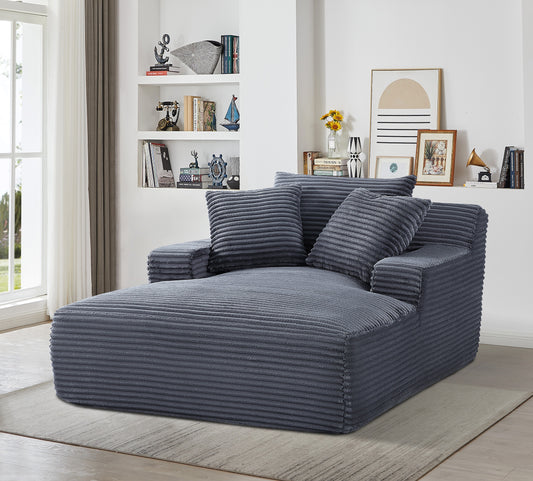Cloudline Oversized Chaise Lounge Chair In Soft Corduroy, Modern Comfy Couch With Full Foam Cushioning, Cozy Sleeper Sofabed For Living Room, Bedroom, No Assembly Required, Grey