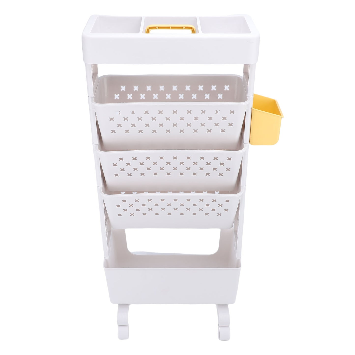 Rolling Book Cart 5 Tier PP Multi Functional Movable Storage Book Rack Utility Organizer Bookshelf With Lockable Casters For Study Office Bedroom White