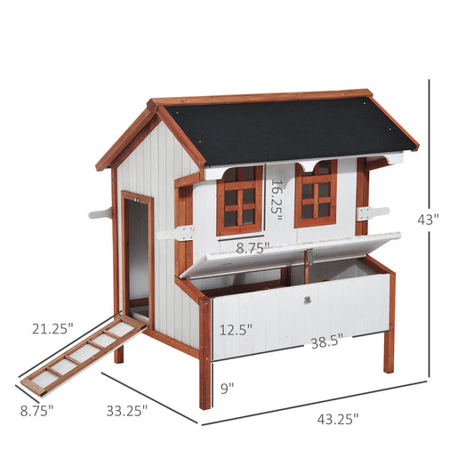 47" Chicken Coop Wooden Chicken House Rabbit Hutch Raised Poultry Cage Portable Hen Pen Backyard With Nesting Box And Handles