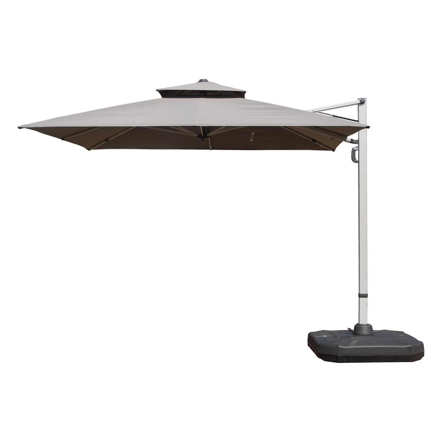 10 X10  Square Cantilever Umbrella With Center Pole, Gray  Base Not Included