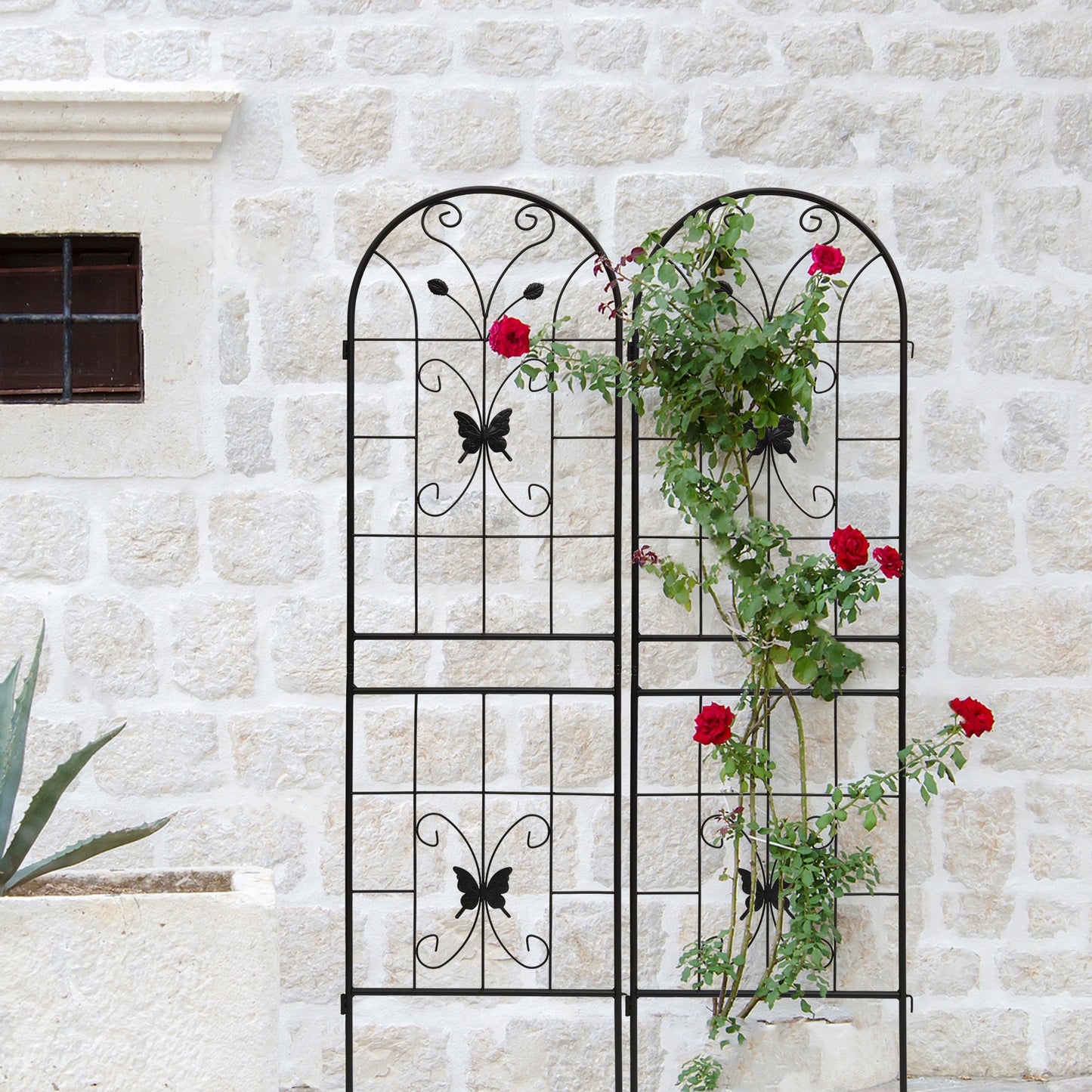 2 Pack Metal Garden Trellis 71  X 19.7  Rustproof Trellis For Climbing Plants Outdoor Flower Support Black