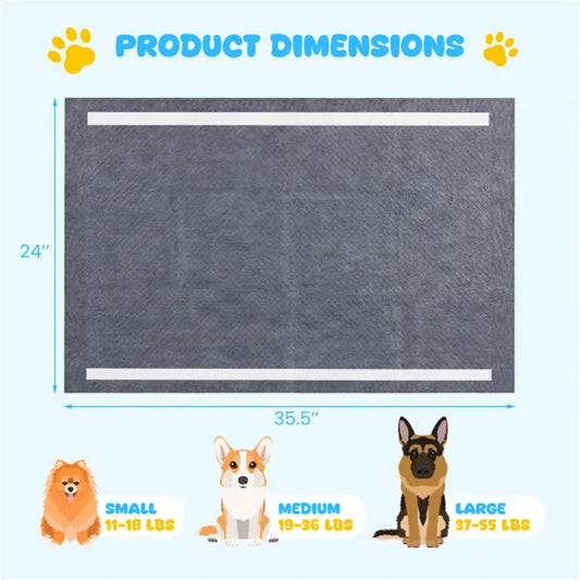 150 Pack Activated Carbon Dog Pee Pads 35.5"x24", Extra Large 6-Layer Odor Control Pet Training Pads