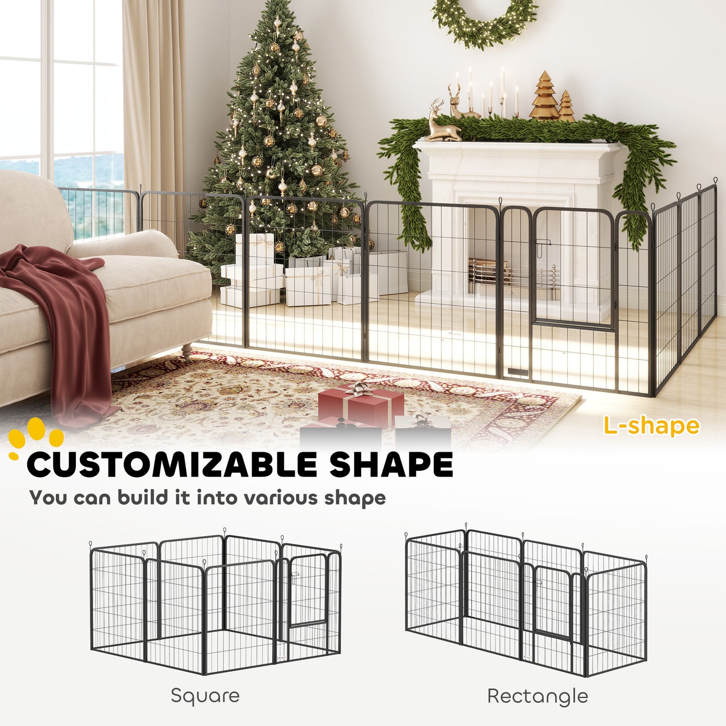 39 Inch Exercise Pen, 8 Panel Metal Pet Fence
