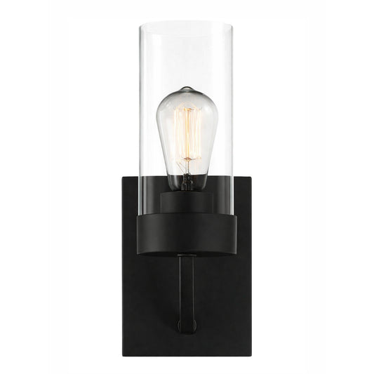 Zephyr Single Light Sconce With Clear Glass Metal Black Finish