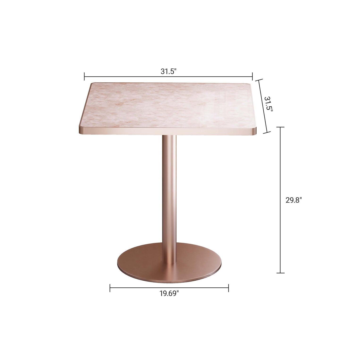 Squard Modern Dinning Table 31.5 Inches Bistro Table Tulip Table With Faux Marble Top,Easy Assemble,Sturdy Metal Frame Diameter