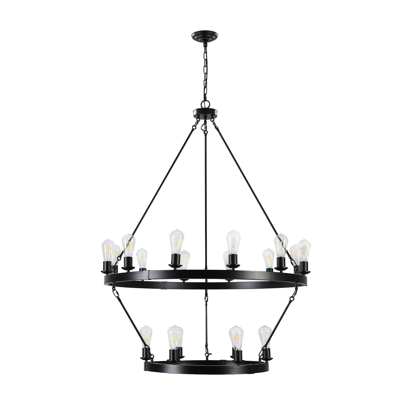 NEW SKU   W1340P206659   Retro Style Large 2-Tier Circular Ceiling Ironwork Chandelier